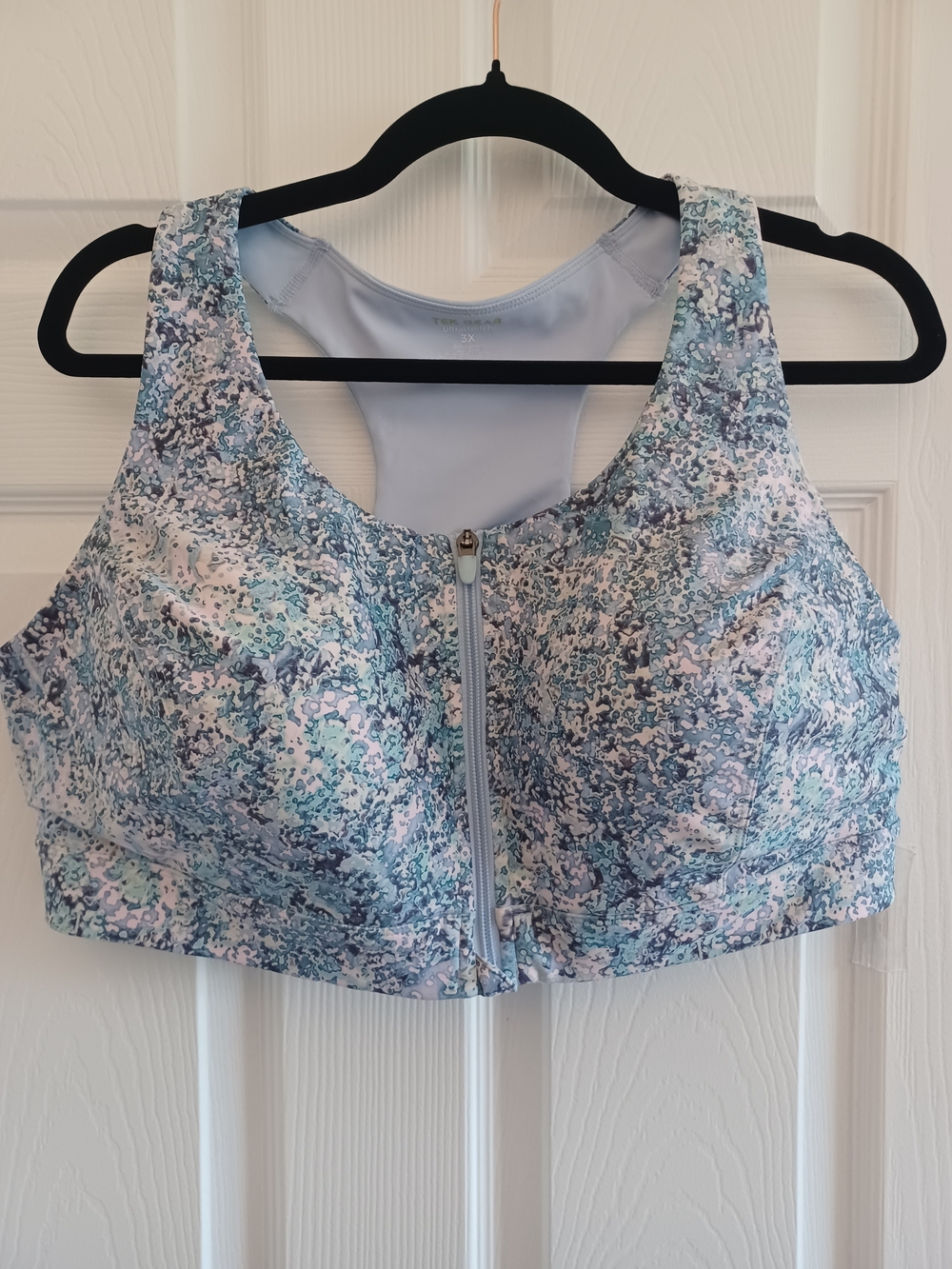 tek gear Light Blue and Pink ultrastretch active Sport Bra Front Closure 3X
